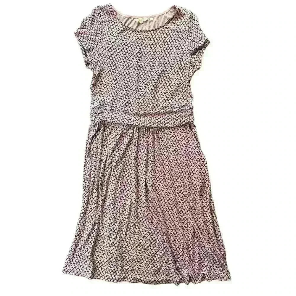 BODEN Amelie Print Jersey Dress Size 10 Floral Short Sleeve Stretch Pockets